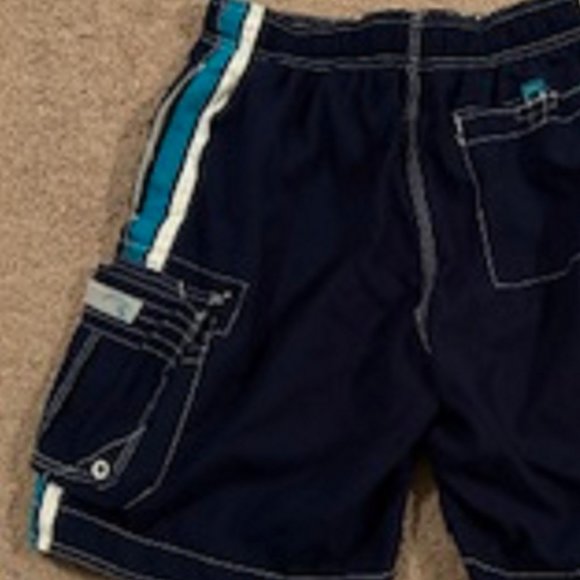 Men's OP Shorts Swim Trunks Blue Velcro Fly Drawstring Enclosure Size Large - Picture 5 of 6